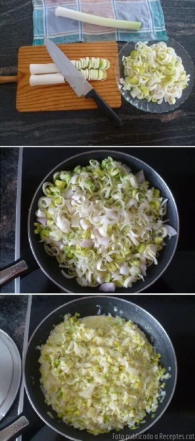 Espirals de pasta amb porros